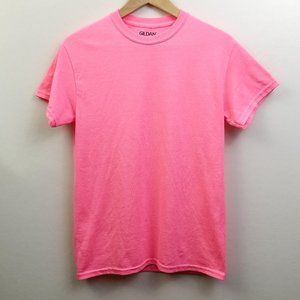 Neon Pink Gildan Cotton Tee Men's S
